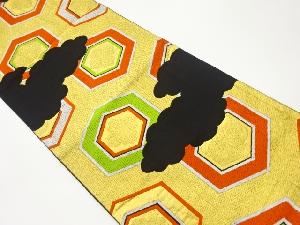 花菱亀甲に雲模様織出し袋帯